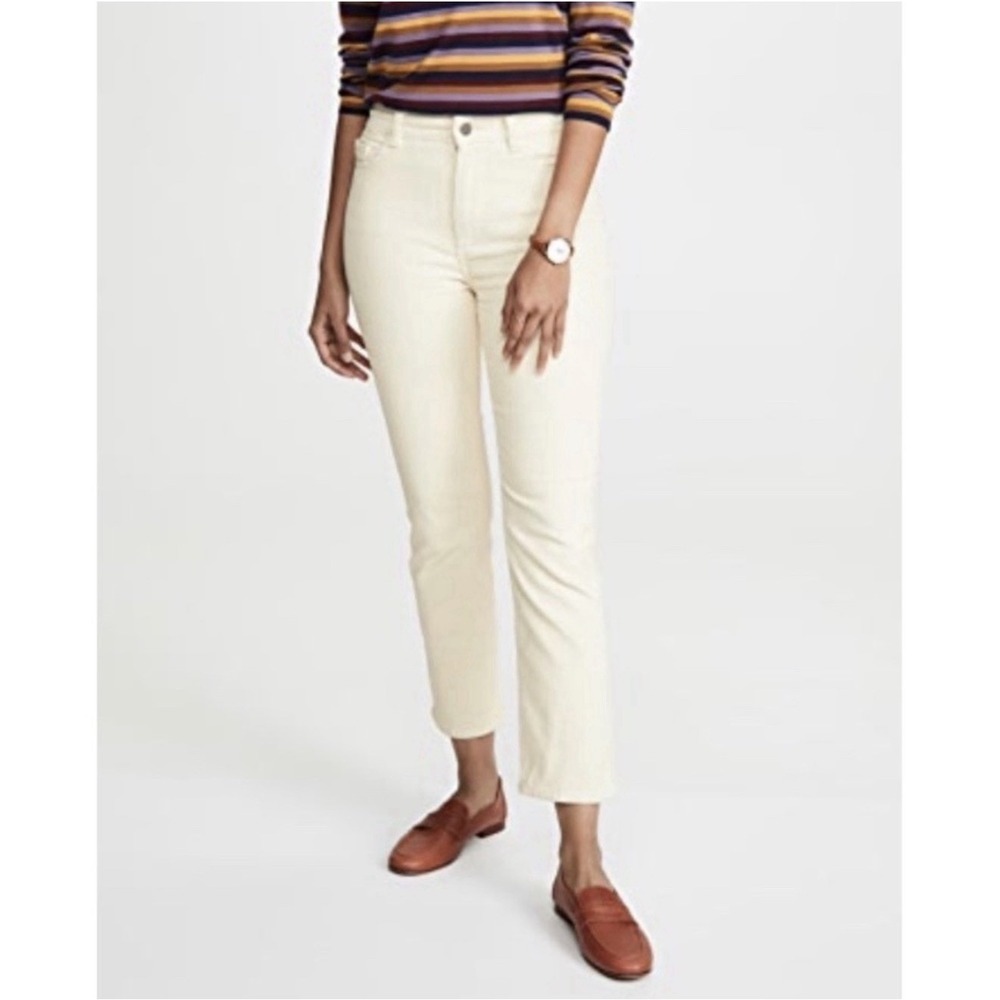 DL1961 Mara Straight High Rise Instasculpt Ankle.Corduroy.Meringue.Sz 28.NWT